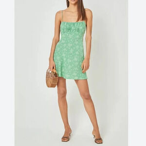 Auguste  The Label Floral Green and White Maeve Davis Mini Dress Size 4